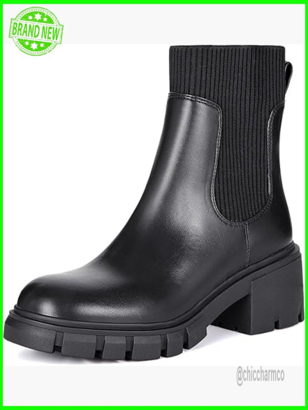 Chunky Platform Chelsea Ankle Booties Lug Sole Slip-on Boots Women Size